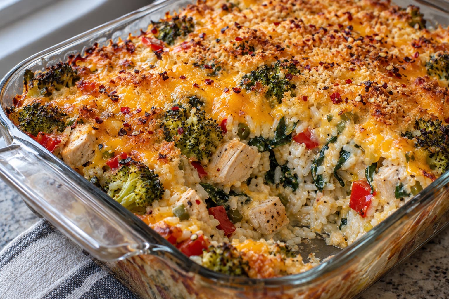 Cheesy Chicken and Broccoli Rice Bake