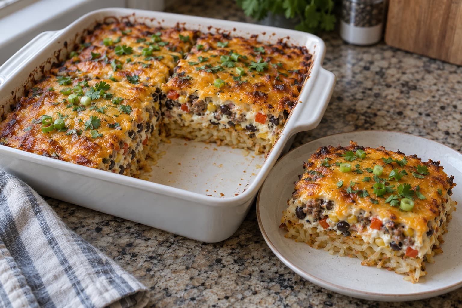 Southwest Sausage Hash Brown Bake